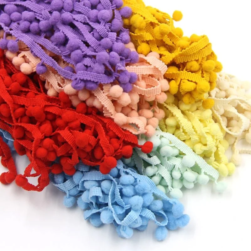 

20 Yards/Lot 17 Colors 10MM Pom Pom Trim Ball Fringe Ribbon DIY Sewing Accessory Lace cords For Home Party Decoration