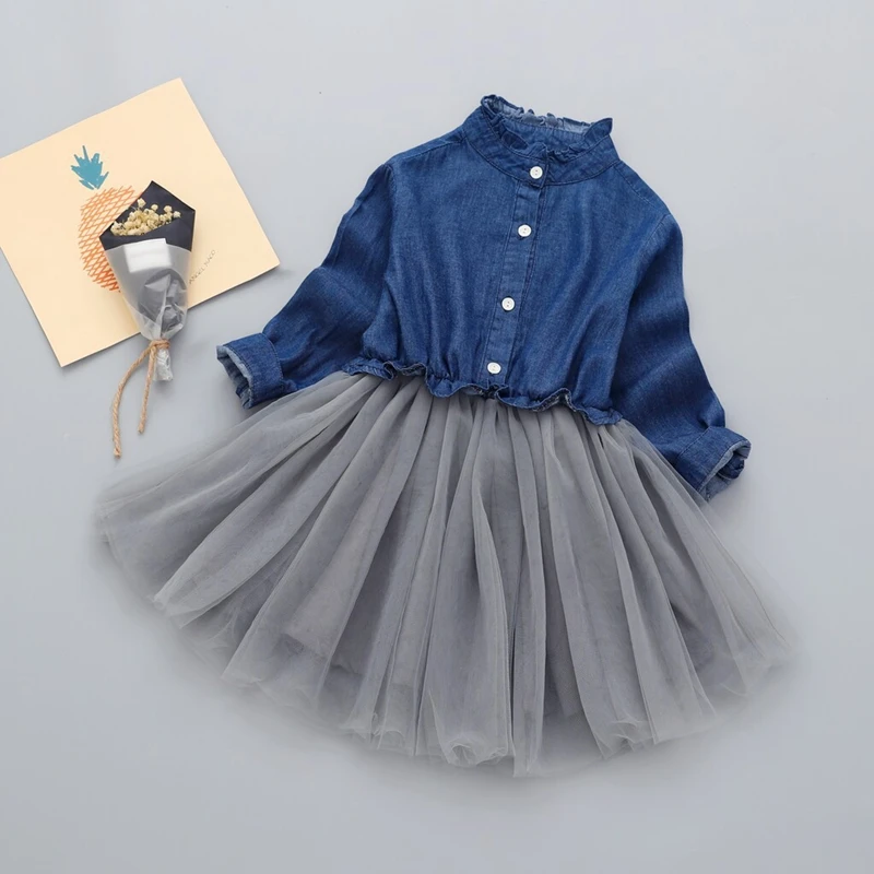 2018 Spring New Long Sleeve Dress Girl cotton cowboy mesh dress Girl fashion mosaic pettiskirt Girl simple and elegant mesh dres
2018 Spring New Long Sleeve Dress Girl cotton cowboy mesh dress Girl fashion mosaic pettiskirt Girl simple and elegant mesh dres