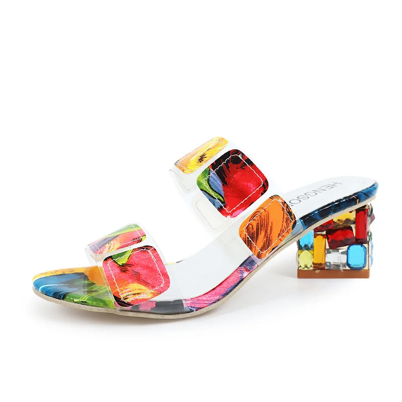 Women Sandals block heels handmade Rhinestone 2018 summer Slippers high Heels Sandals summer shoes for women plus size colorful
Women Sandals block heels handmade Rhinestone 2018 summer Slippers high Heels Sandals summer shoes for women plus size colorful