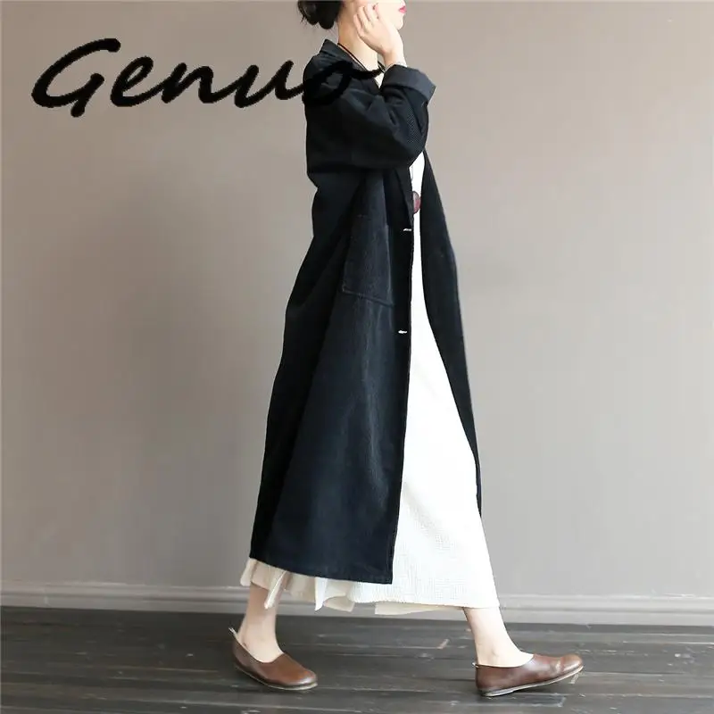 Women Corduroy Trench Coats 2019 Autumn Winter New Solid Color Long Sleeve Button Pockets Casual Loose Women Trench
Women Corduroy Trench Coats 2019 Autumn Winter New Solid Color Long Sleeve Button Pockets Casual Loose Women Trench