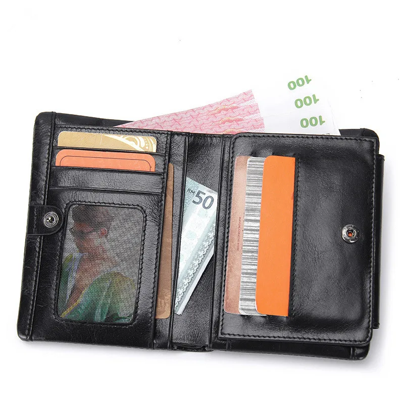 Mens Genuine Leather Wallet Multifunctional Short Business Trifold Male Brand Purse Coin ID Credit Card Holder Case Black | Багаж и сумки