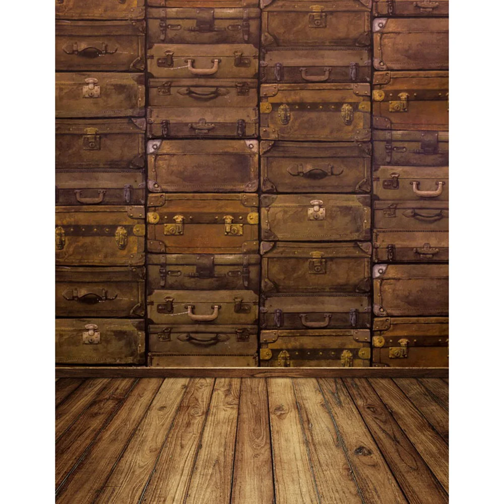 TR фон для фотосъемки коричневый чемодан деревянный пол Новорожденный ребенок
