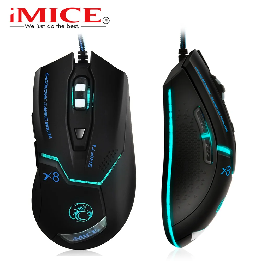 

imice USB Wired Gaming Computer Mouse Gamer game 3200 DPI Adjustable Optical Mice Gaming Mouse Ergonomic for Laptop PC Mouse X8
