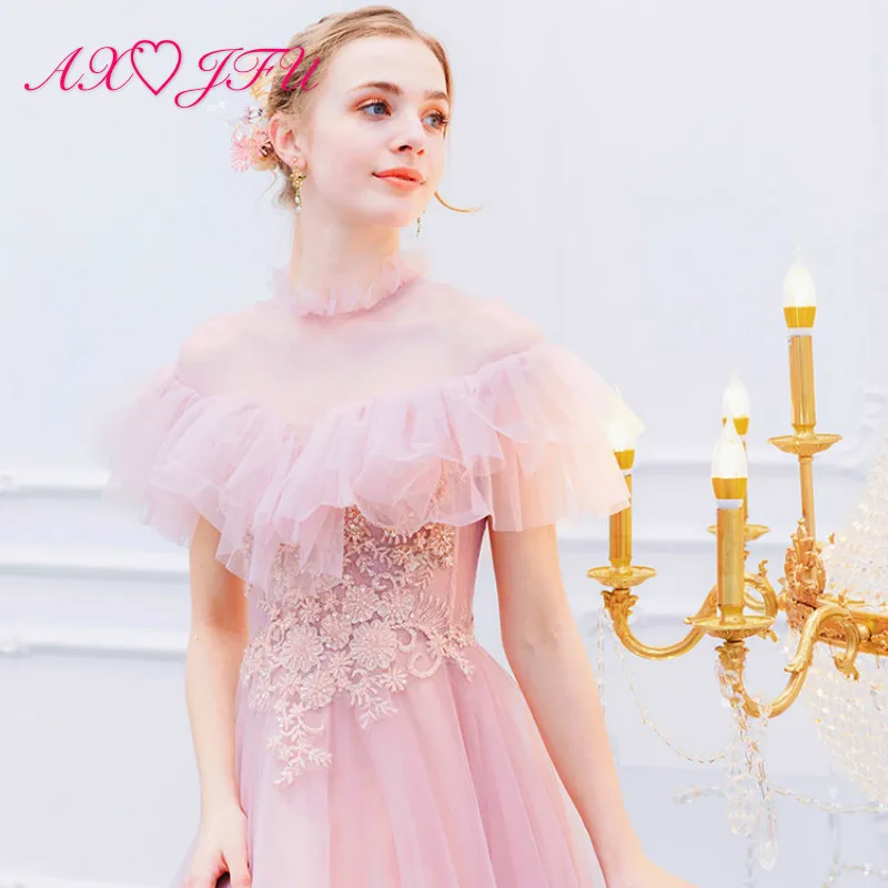 AXJFU luxury princess pink lace ruffles evening dress vintage ruffles beading flower beach party host pink evening dress 1220
AXJFU luxury princess pink lace ruffles evening dress vintage ruffles beading flower beach party host pink evening dress 1220