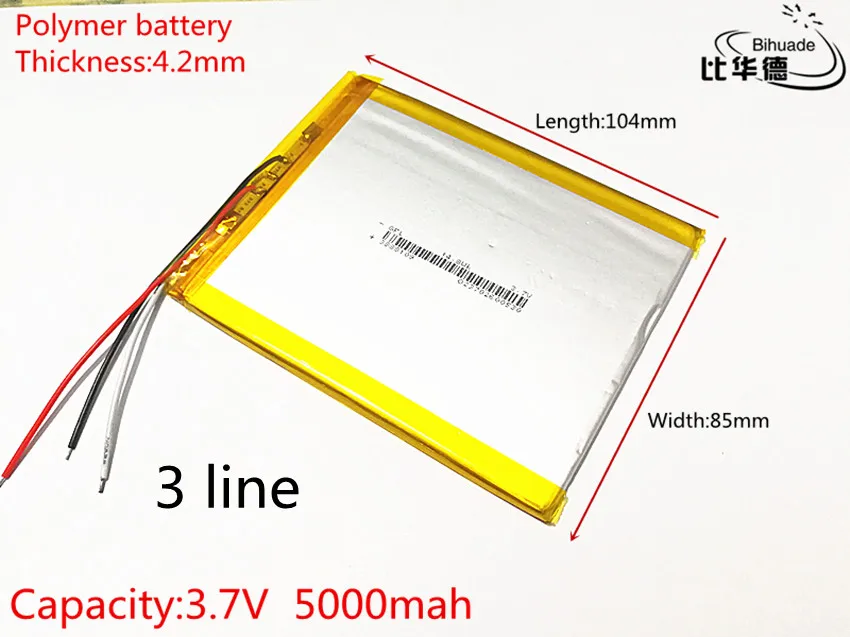 Бесплатная доставка 1 шт./лот 3 линии емкость 4285104 5000 мАч полимерный аккумулятор