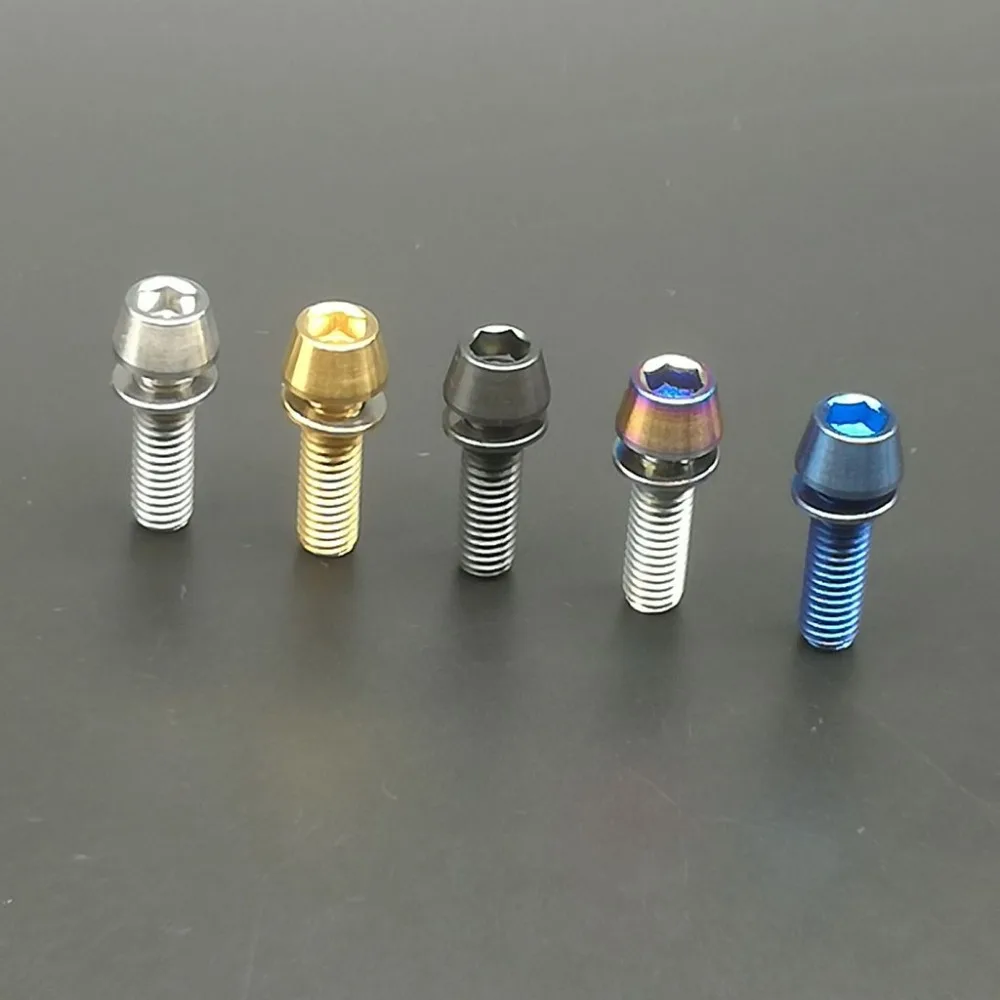 M6x16mm Titanium Ti Hex Allen Tapered Disc Brake Bolt Bicycle Screw Finish with Titanium washer 5 Colors 2pcs/lot
M6x16mm Titanium Ti Hex Allen Tapered Disc Brake Bolt Bicycle Screw Finish with Titanium washer 5 Colors 2pcs/lot