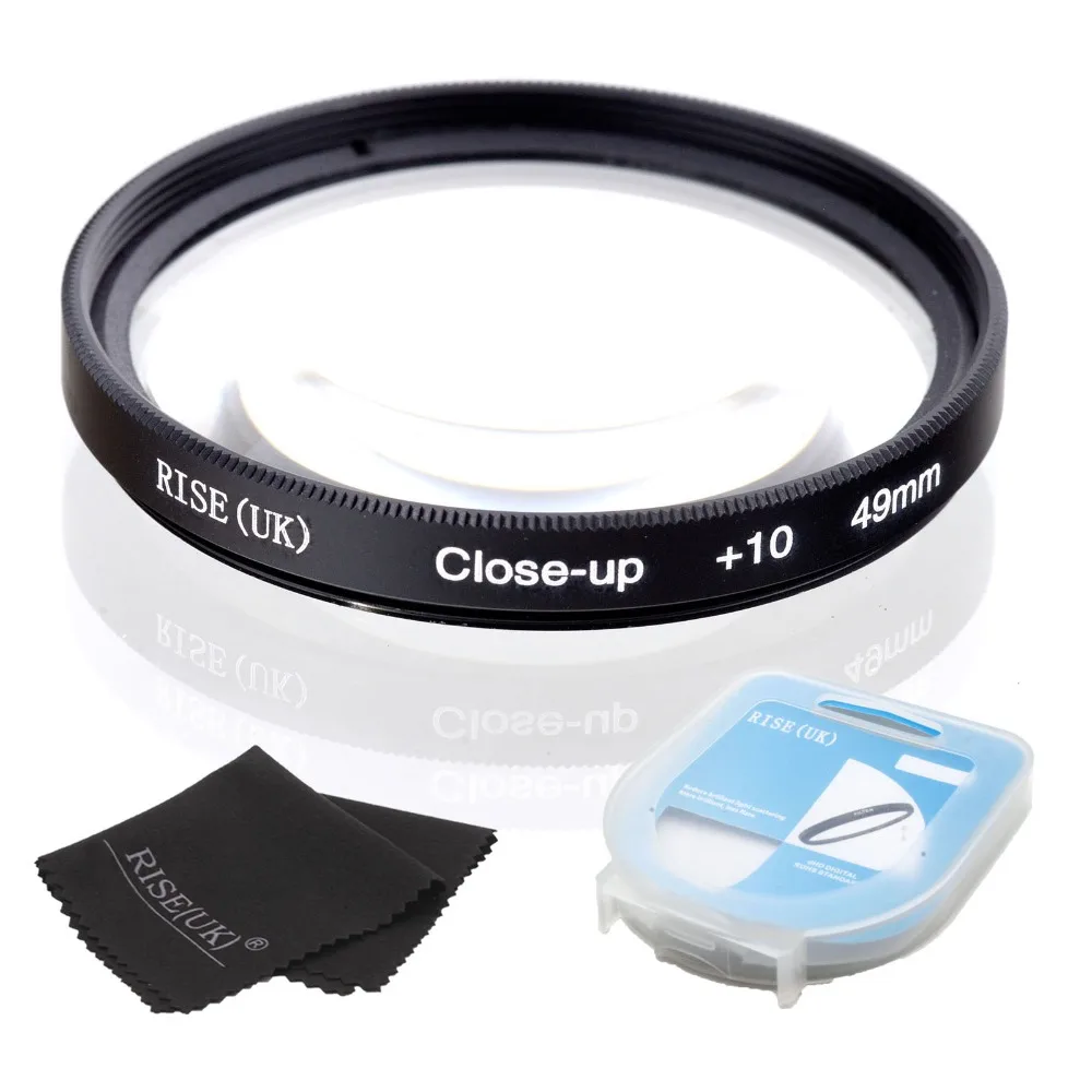 

HOT SALE RISE(UK) 49mm Close-Up +10 Macro Lens Filter for Nikon Canon SLR DSLR Camera + filter case + gift