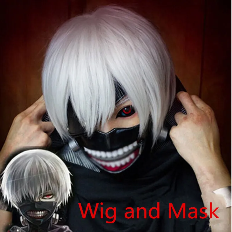 Tokyo Ghoul Face Cosplay Props Mask and Wig Short Silver White Heat Resistant Synthetic Hair KanekiKen Costume Cosplay Wigs
Tokyo Ghoul Face Cosplay Props Mask and Wig Short Silver White Heat Resistant Synthetic Hair KanekiKen Costume Cosplay Wigs