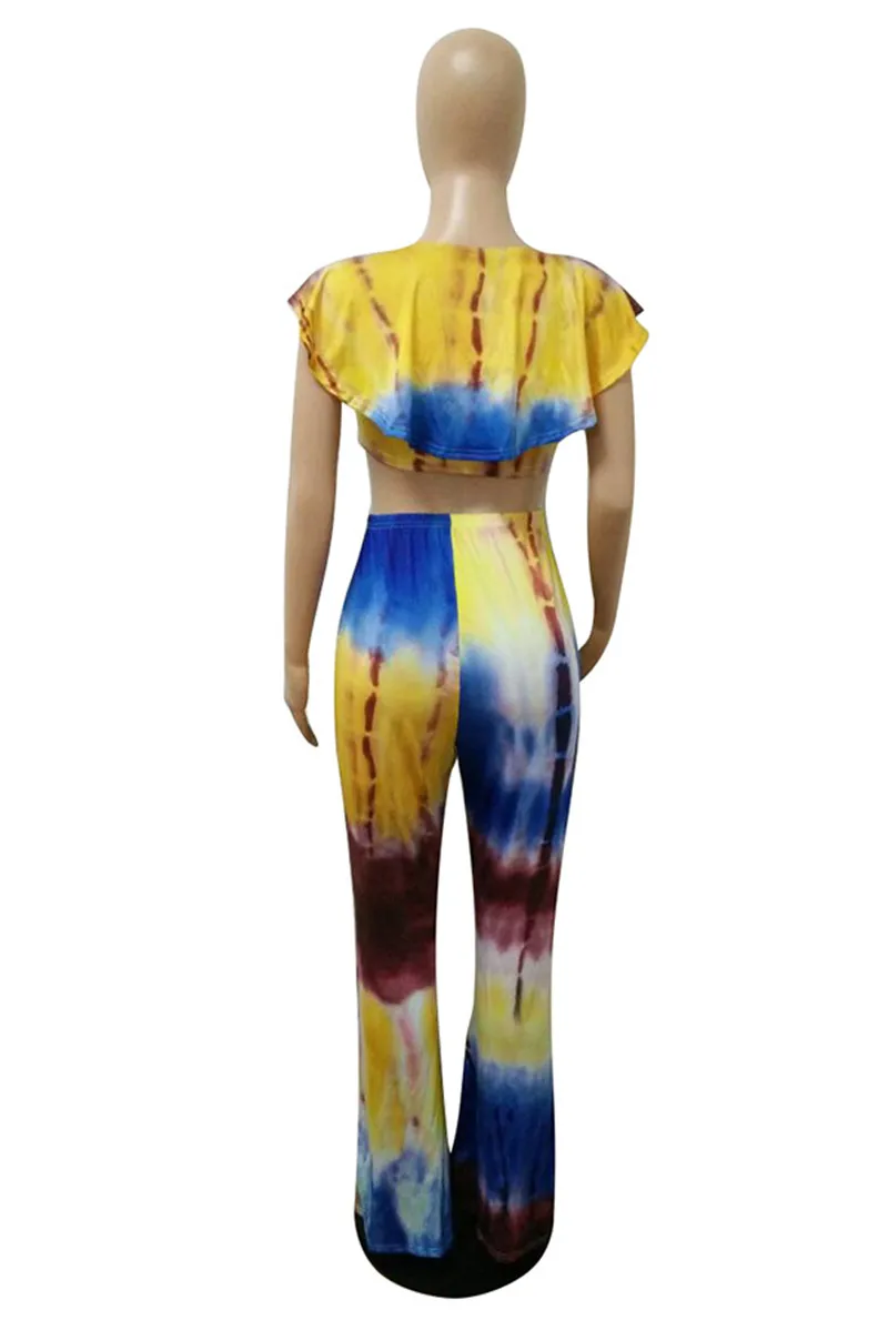 Tie Dye Print Casual Two Piece Sets for Women Short Sleeve Ruffles Crop Top and Flare Pants Suits Summer Mujer 2 Piece Outfits
Tie Dye Print Casual Two Piece Sets for Women Short Sleeve Ruffles Crop Top and Flare Pants Suits Summer Mujer 2 Piece Outfits