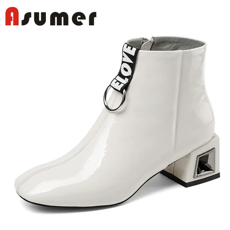 ASUMER HOT SALE 2022 strange heels ankle boots for women square toe winter boots metal decoration unique genuine leather boots
ASUMER HOT SALE 2022 strange heels ankle boots for women square toe winter boots metal decoration unique genuine leather boots