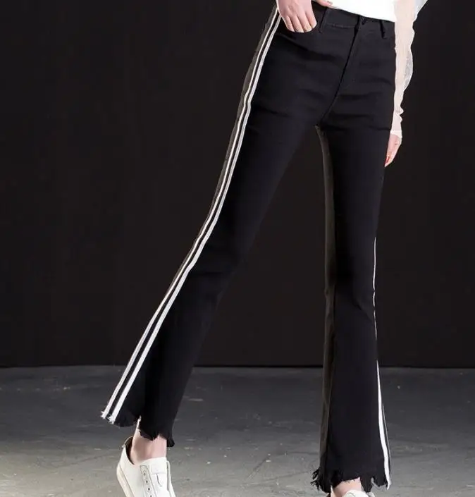 Women's autumn high waist large size stretch thin black nine pants casual Flare pants
Women's autumn high waist large size stretch thin black nine pants casual Flare pants