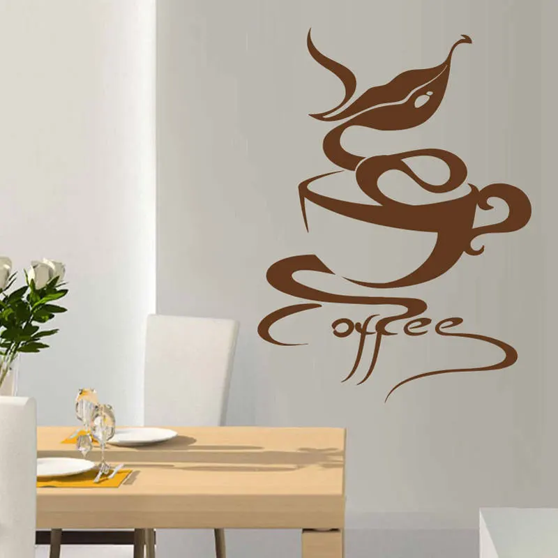 

Coffee Cup Beans Kitchen Cafeteria Cafe House Vinyl Wall Sticker Home Decor Decals Interior Mural Self-adhesive Wallpaper 3305