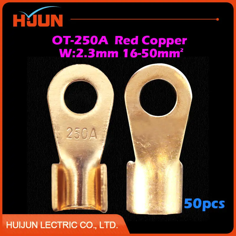50pcs/lot OT-250A 10.2mm Dia Red Copper Circular Splice Crimp Terminal Wire Naked Connector for 16-50 Square Cable
50pcs/lot OT-250A 10.2mm Dia Red Copper Circular Splice Crimp Terminal Wire Naked Connector for 16-50 Square Cable