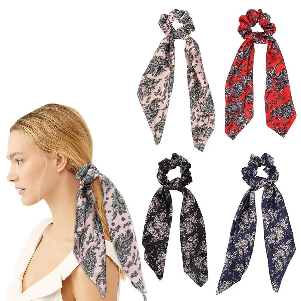 Hair Scrunchies Silk Elastic Bands Scarf Ponytail Holder Scrunchy Ties Vintage Accessories for Women Girls | Аксессуары для одежды