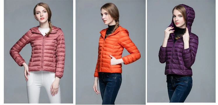 Women's premium hood down jacket is super light and concise in fashionable design Keep warm but without any heavy feeling
Women's premium hood down jacket is super light and concise in fashionable design Keep warm but without any heavy feeling