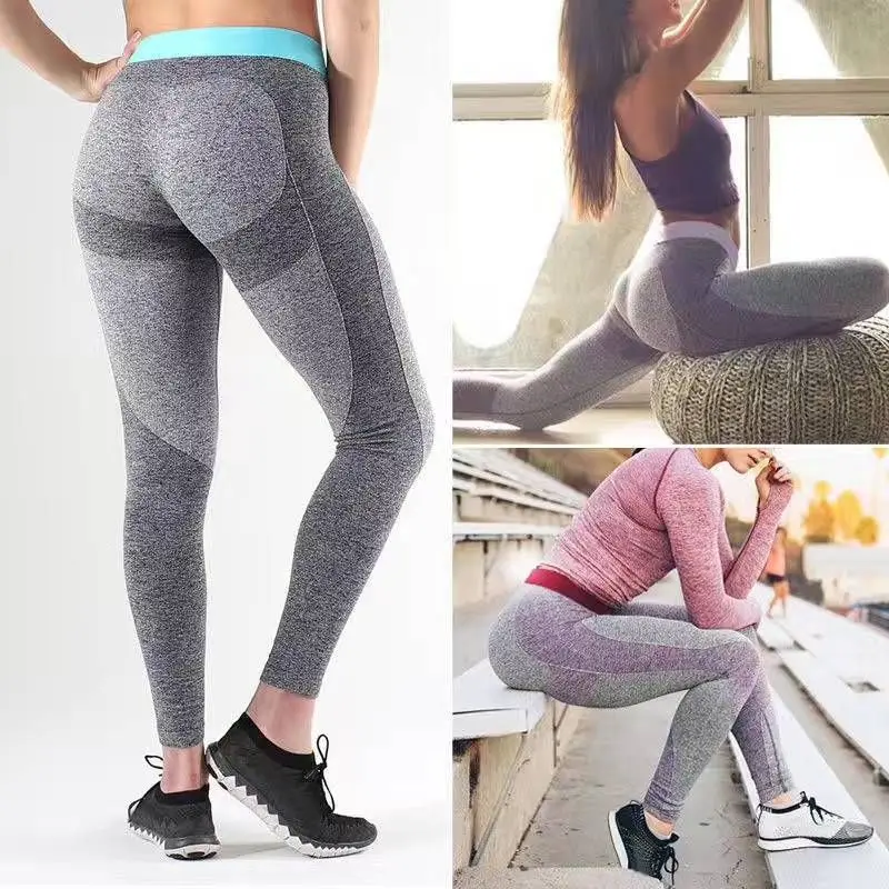 Для женщин быстросохнущая бесшовные талии кальсоны йоги Бег Фитнес Колготки для