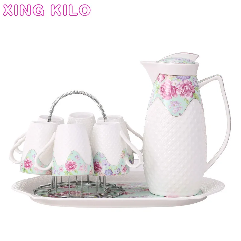 XING KILO Tea set home European cold kettle jug ceramic cup set heat-resistant cup with tray living room
XING KILO Tea set home European cold kettle jug ceramic cup set heat-resistant cup with tray living room