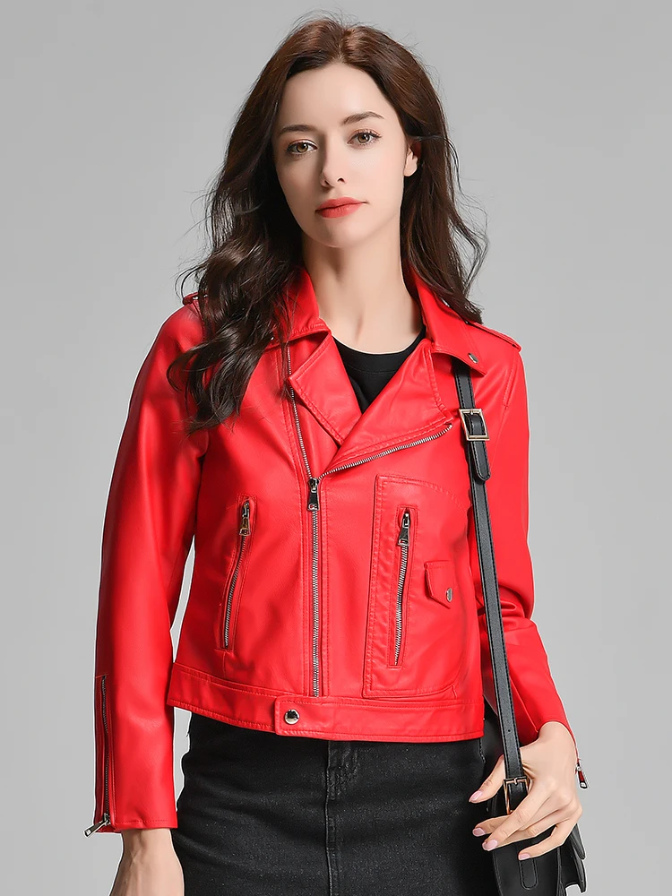 FTLZZ Red Faux Leather Jacket Women Slim Short Leather Coats Moto Biker Jacket Black Street Outwear Motorcycle Biker Jackets
FTLZZ Red Faux Leather Jacket Women Slim Short Leather Coats Moto Biker Jacket Black Street Outwear Motorcycle Biker Jackets