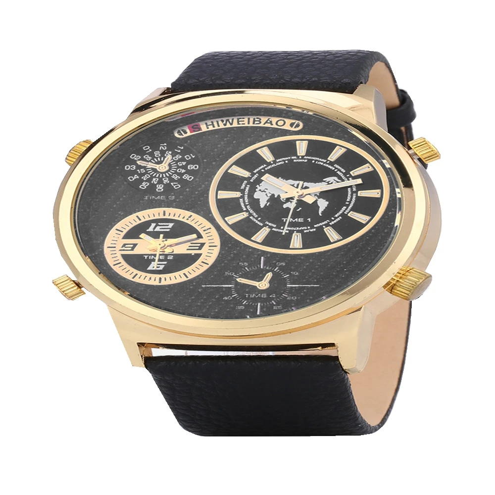 Cool Big Golden Case Mens Watches Military Army Quartz Watch Men Black Leather Strap Dual Times Sports Wristwatches Male Clock
Cool Big Golden Case Mens Watches Military Army Quartz Watch Men Black Leather Strap Dual Times Sports Wristwatches Male Clock