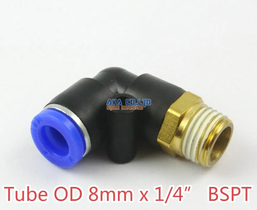 

10 Pieces Tube OD 8mm x 1/4" BSPT Male Elbow Pneumatic Connector Push In To Connect Fitting One Touch Quick Release Air Fitting