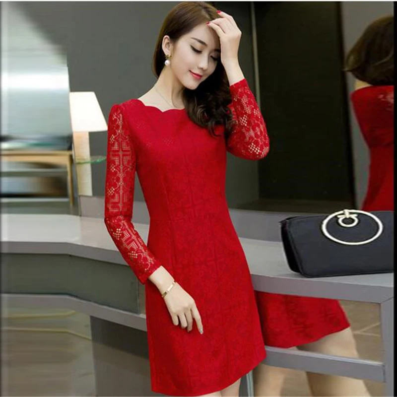 New ladies Elegant red white black autumn dress Women's Robe office lace bodycon party dresses dress Women Sexy vestidos A0146
New ladies Elegant red white black autumn dress Women's Robe office lace bodycon party dresses dress Women Sexy vestidos A0146