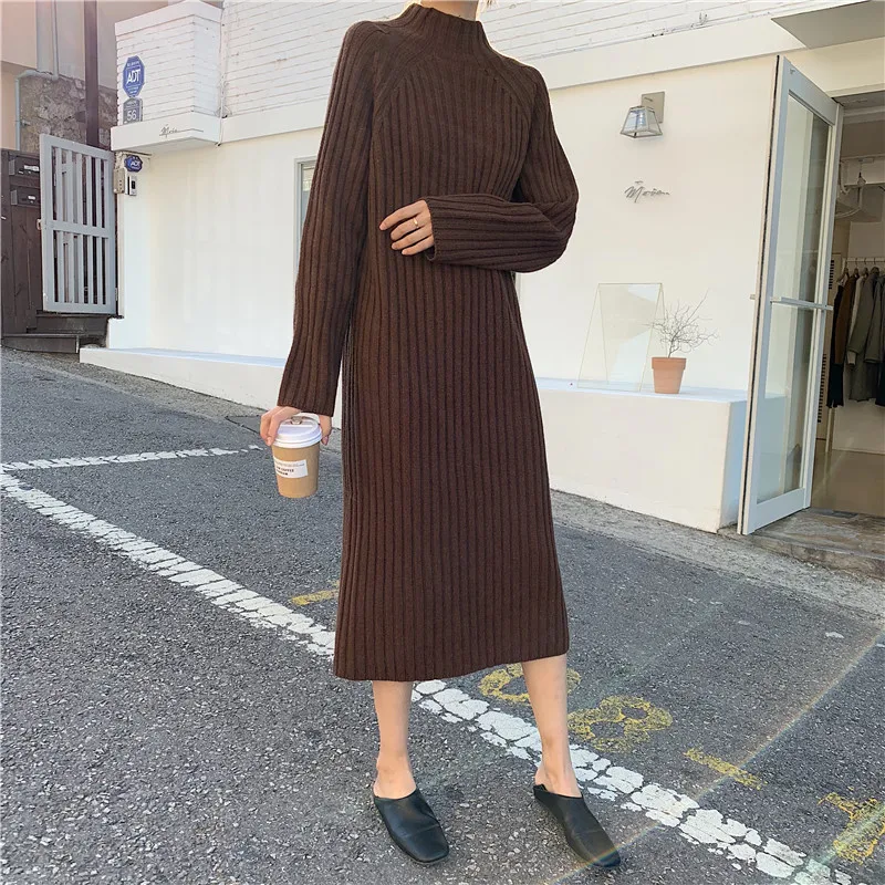 Women's winter long high collar full sleeve straight elegant bottoming knit sweater dress
Women's winter long high collar full sleeve straight elegant bottoming knit sweater dress