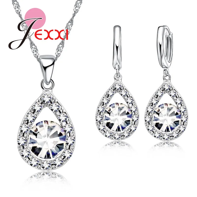 New Fashion Women Waterdrop Pendant Necklace Earrings Set 925 Sterling Silver Wedding Engagement Party Jewelry Gift
New Fashion Women Waterdrop Pendant Necklace Earrings Set 925 Sterling Silver Wedding Engagement Party Jewelry Gift