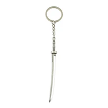 Factory Price Samurai Sword Pendant Key Ring Metal Chain Silver Color Men Car Gift Souvenirs Keychain Dropshipping