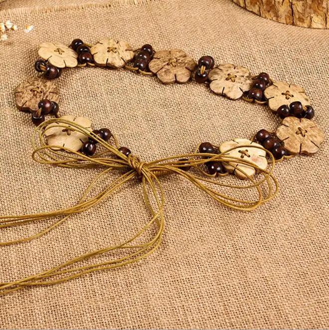 Ремни в богемном стиле для женщин с бисером винтажная вязаная восковая веревка