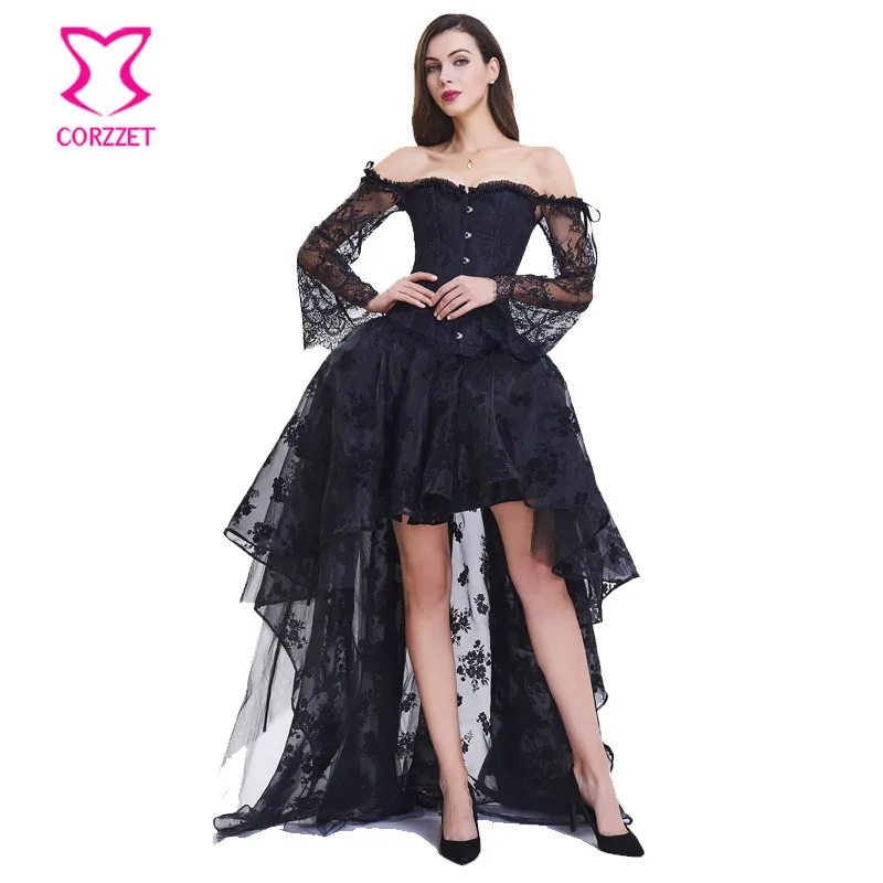 Corstory Gothic Victorian Black Lace Sleeve Off Shoulder Corset Skirt Waist Trainer Burlesque Women Steampunk Corset Sets
Corstory Gothic Victorian Black Lace Sleeve Off Shoulder Corset Skirt Waist Trainer Burlesque Women Steampunk Corset Sets