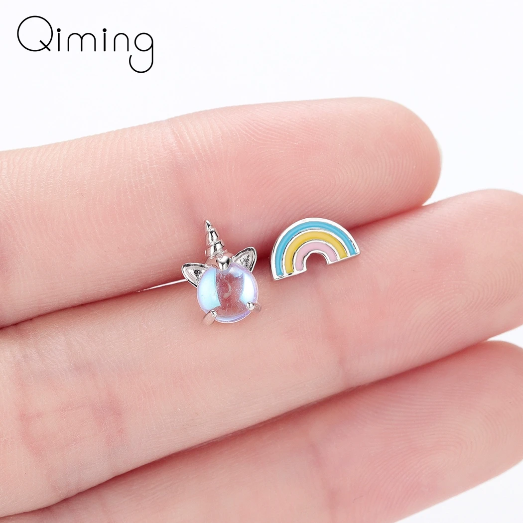 Unicorn Rainbow Stud Baby Earrings Kids Children Jewelry Asymmetry fashion Stone Animal Fashion Cute Earrings Women
Unicorn Rainbow Stud Baby Earrings Kids Children Jewelry Asymmetry fashion Stone Animal Fashion Cute Earrings Women