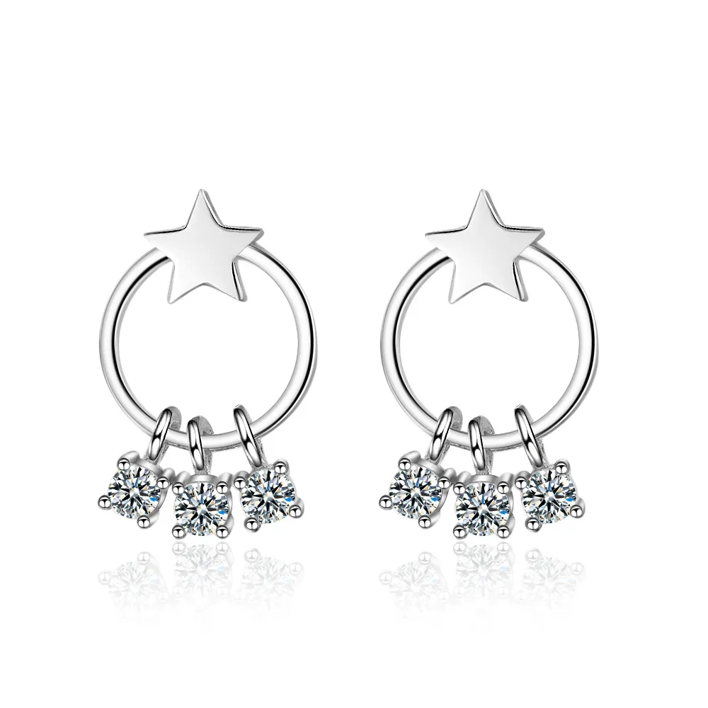 New Fashion Simple 925 Sterling Silver Circle Star Zircon Tassel Earring brincos oorbellen Wholesale Jewelry Birthday Gift
New Fashion Simple 925 Sterling Silver Circle Star Zircon Tassel Earring brincos oorbellen Wholesale Jewelry Birthday Gift