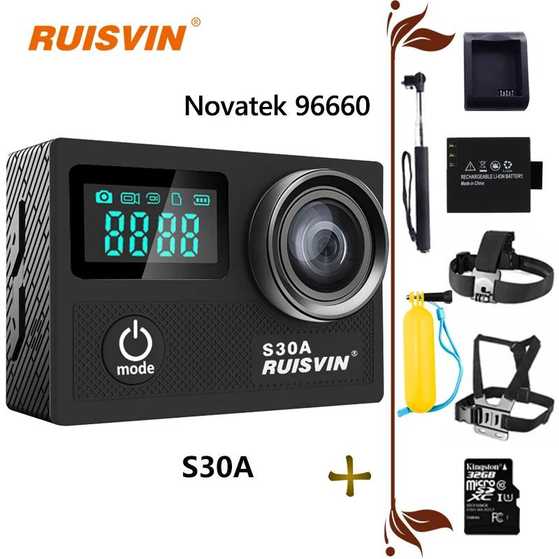 Фото RUISVIN S30A Wifi 4K Экшн камера Стильная Спортивная DV на шлем Ultra HD Novatek - купить