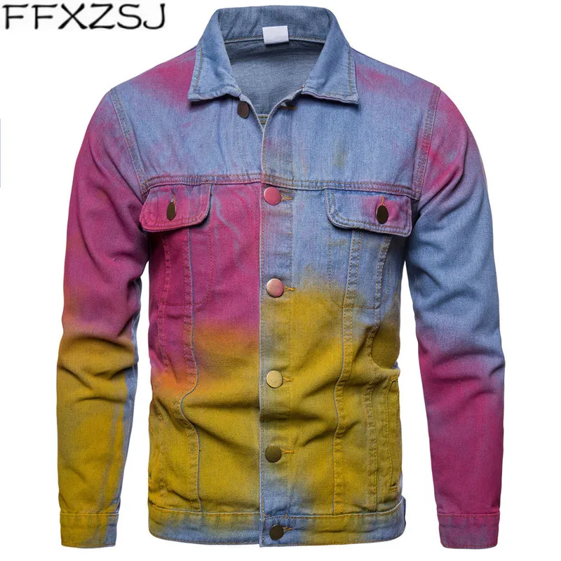 Fashion Autumn Men Denim Hip Hop Streetwear Jackets Vintage Colorful Patchwork Dye Ink Jacket Coat Jeans Bombers denim jacket
Fashion Autumn Men Denim Hip Hop Streetwear Jackets Vintage Colorful Patchwork Dye Ink Jacket Coat Jeans Bombers denim jacket