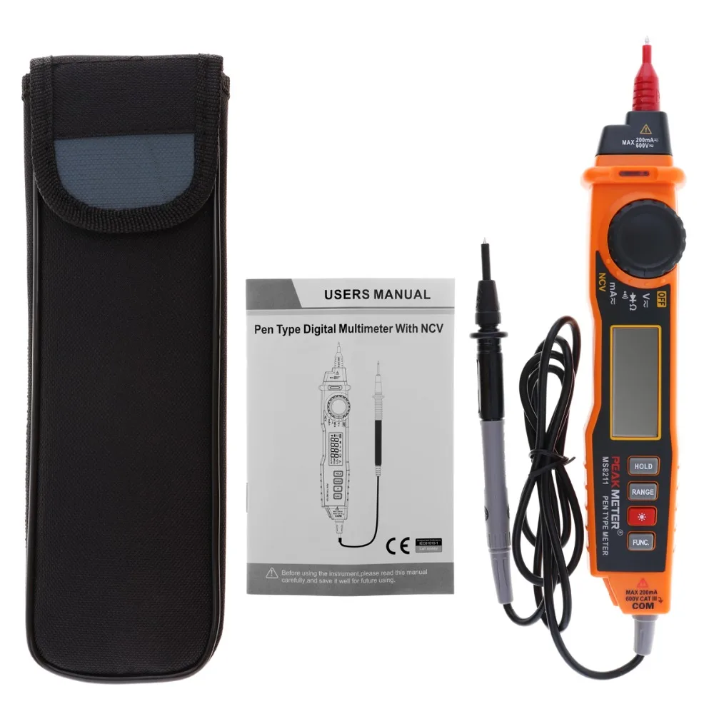 MS8211 Digital Multimeter ACV/DCV Electric Handheld Tester Pen Non-contact Voltage NCV Detector with Test Probe Measuring Tool
MS8211 Digital Multimeter ACV/DCV Electric Handheld Tester Pen Non-contact Voltage NCV Detector with Test Probe Measuring Tool