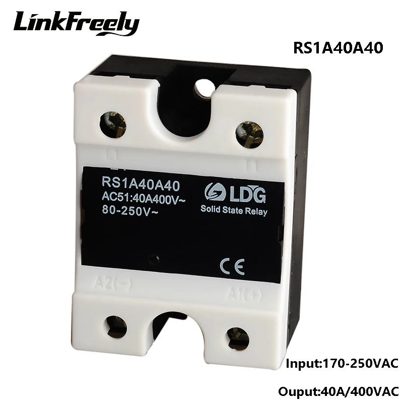Реле RS1A40A40 TRIAC 40A AC SSR твердотельное реле 5 шт. выход: 42 440VAC Вход: 170 250VAC электрическое
