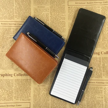 Multifunction Faux Leather Small Notebook Pocket A7 Portable Mini Note Book With Pen Business Office Work Notepad Stationery