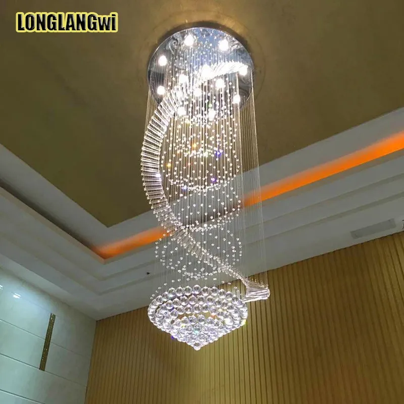 Modern K9 LED crystal chandelier long Stair spiral chandeliers for home lighting
Modern K9 LED crystal chandelier long Stair spiral chandeliers for home lighting