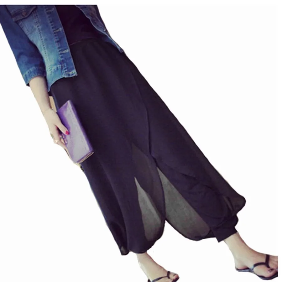 New Pattern High Waist Chiffon Bound Feet Pants Summer Thin Leisure Trousers Women M-5XL | Женская одежда