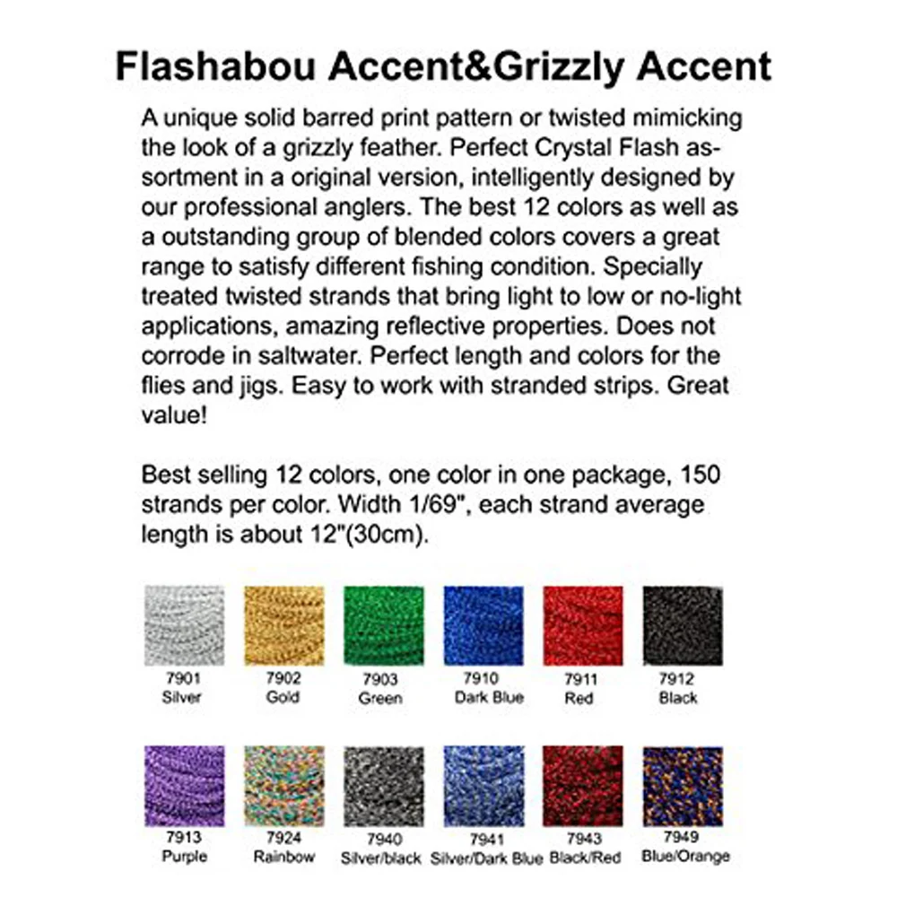 Riverruns Dyed-Pearl Flashabou Accent and Flashabou Accent & Grizzly Accent 12 Color Combo Realistic Fly Tying Materials Dry
Riverruns Dyed-Pearl Flashabou Accent and Flashabou Accent & Grizzly Accent 12 Color Combo Realistic Fly Tying Materials Dry