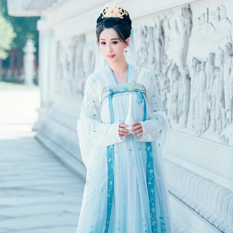 Женское китайское платье hanfu традиционное для девочек костюм Тан лето