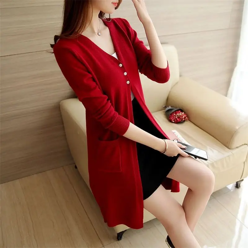 Spring Autumn Fashion Women Thin V-neck Long Sleeve Loose Knitting Cardigan Sweater Female Knitted Cardigan Pull Femme 
Spring Autumn Fashion Women Thin V-neck Long Sleeve Loose Knitting Cardigan Sweater Female Knitted Cardigan Pull Femme