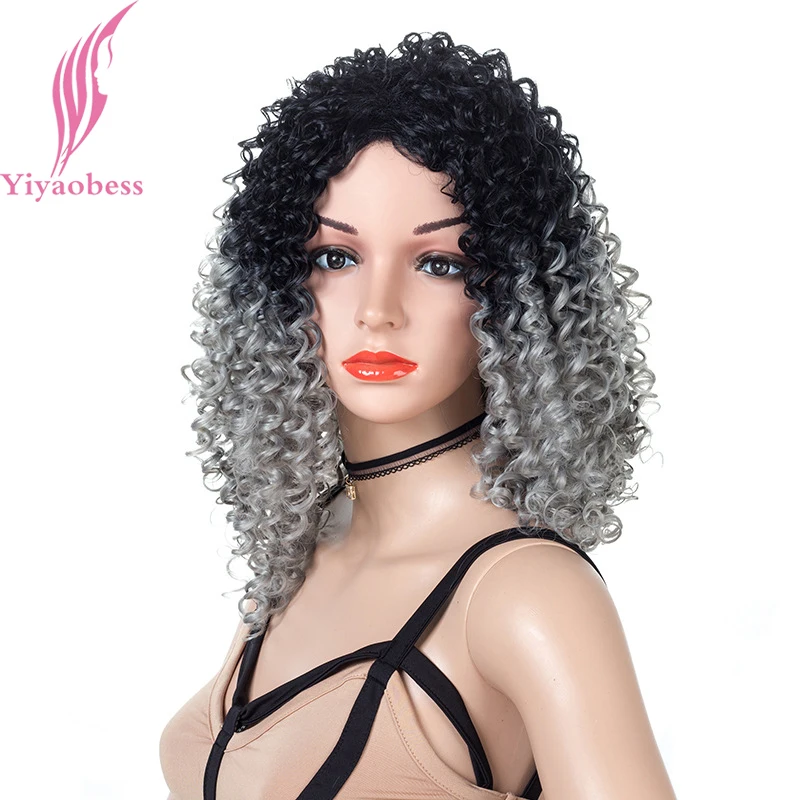 Yiyaobess 18inch Synthetic Black Grey Ombre Hair Short Afro Kinky Curly Wig Natural Wine Red Brown African Wigs For Black Women
Yiyaobess 18inch Synthetic Black Grey Ombre Hair Short Afro Kinky Curly Wig Natural Wine Red Brown African Wigs For Black Women