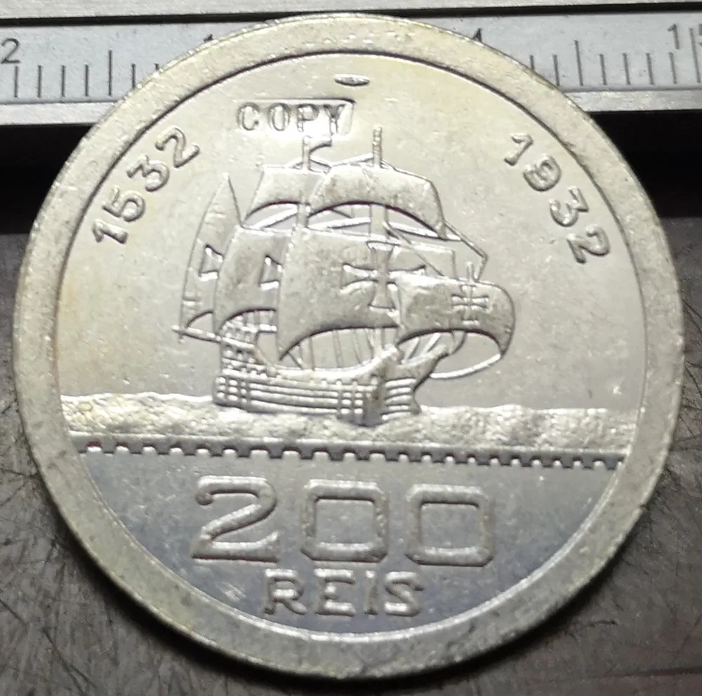 1932 Brazil 200 Reis-400th Anniversary of Colonization Silver Plated Copy Coin
1932 Brazil 200 Reis-400th Anniversary of Colonization Silver Plated Copy Coin
