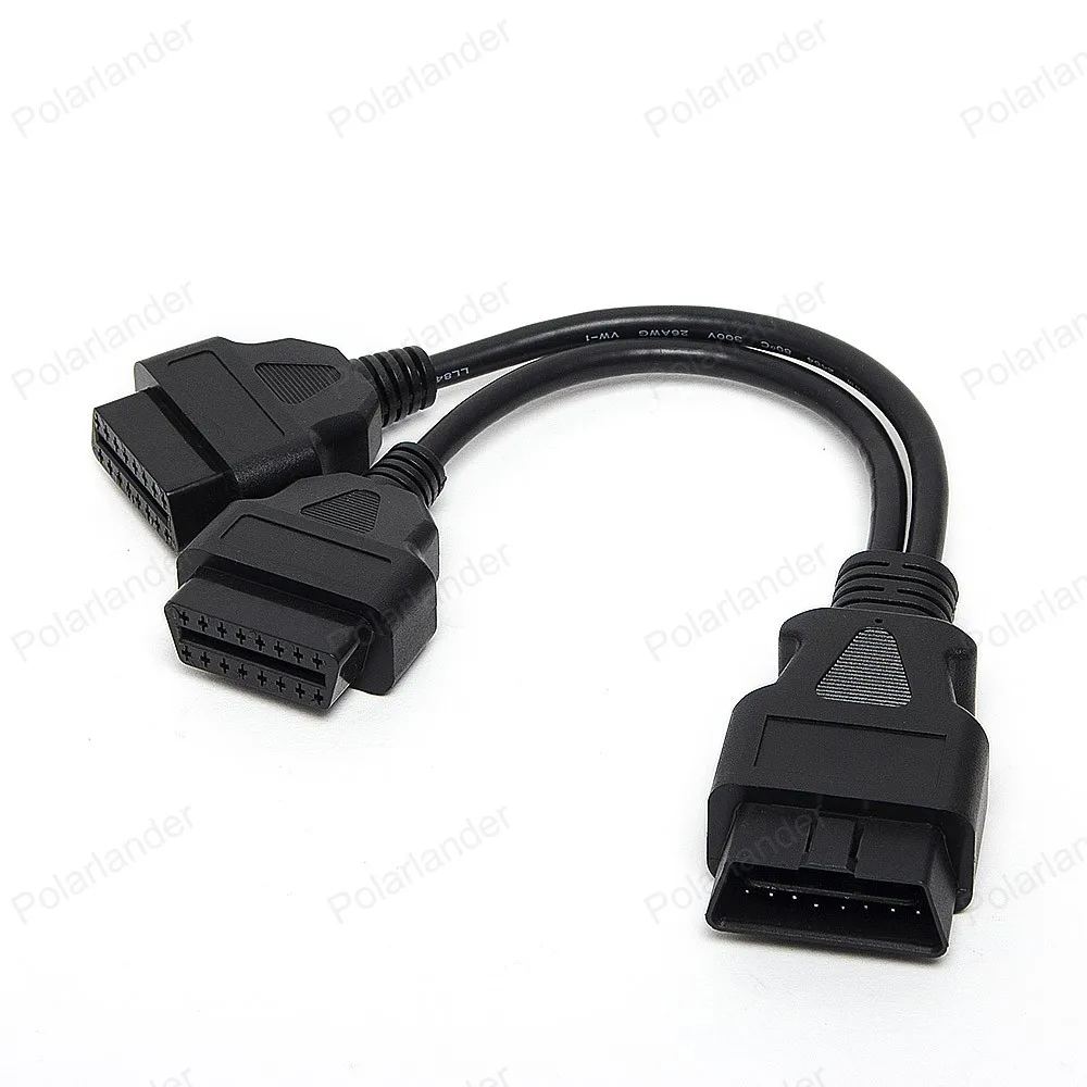 hot sell OBD II cable 16 Pin Extension Cable Connector Male to Dual Female Y extended interface line | Diagnostic Tools