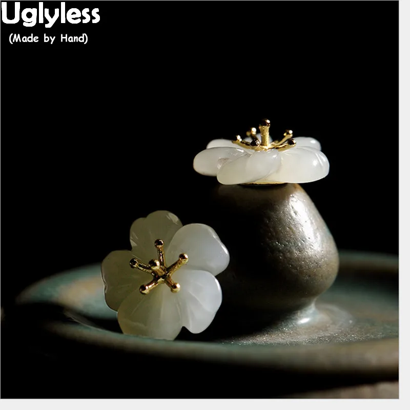 Uglyless Real 925 Sterling Silver Natural White Jade Plum Flower Stud Earrings Handmade Studs Carved Brincos Fine Jewelry Bijoux
Uglyless Real 925 Sterling Silver Natural White Jade Plum Flower Stud Earrings Handmade Studs Carved Brincos Fine Jewelry Bijoux