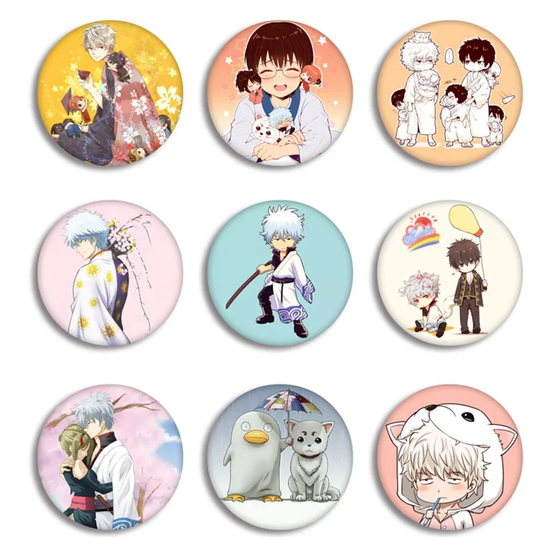 Аниме Gintama значок косплея Мода Мультфильм Саката гинтоки Hijikata Toushirou Брошь булавка