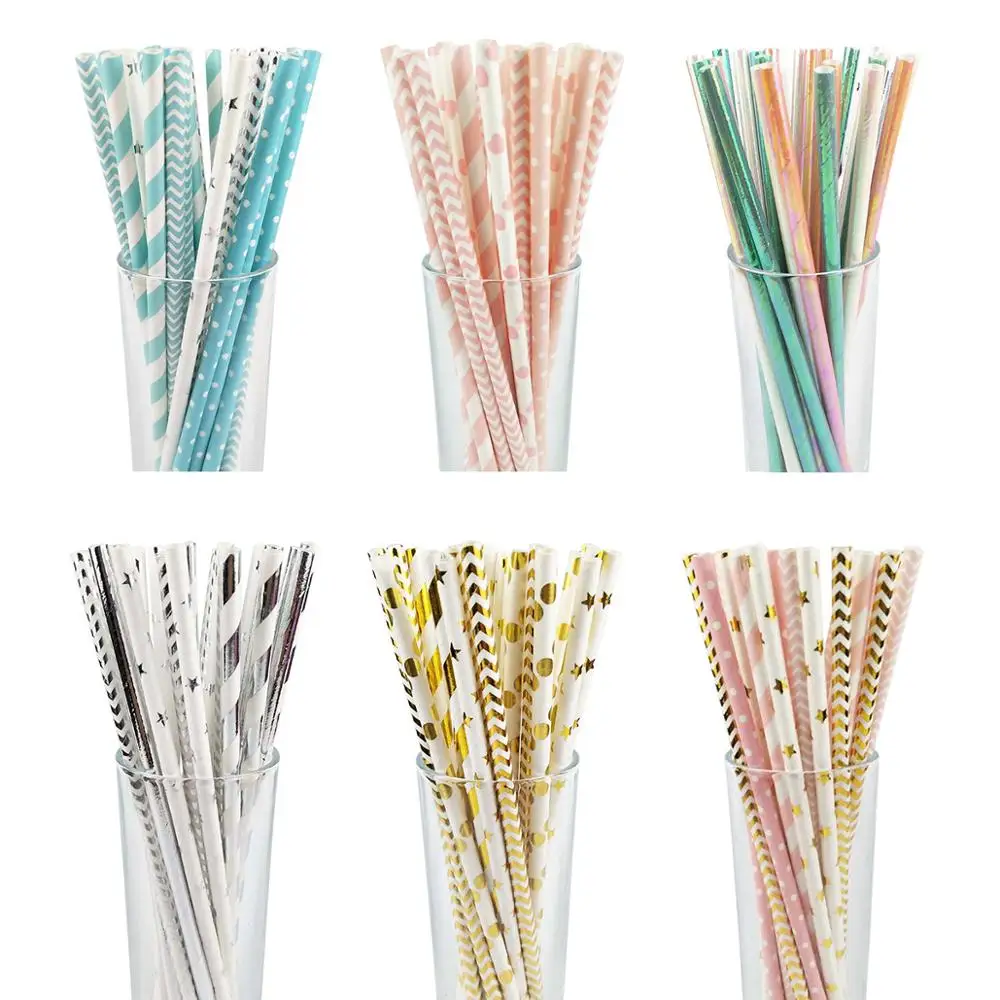 25pcs Gold/Silver Disposable Paper Straws Colorful Mixed Drinking Straws Wedding Kids Birthday Party Decor Baby Shower Supplies
25pcs Gold/Silver Disposable Paper Straws Colorful Mixed Drinking Straws Wedding Kids Birthday Party Decor Baby Shower Supplies