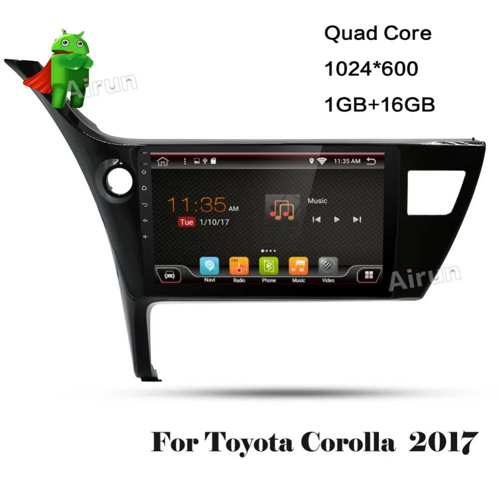 2 din Автомобильный dvd плеер Android 6 0 для Toyota Corolla 2017 четырехъядерный 10 1 дюймов 1024*600