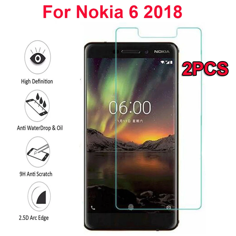 2 шт для Nokia 6 2018 TA-1068 защита экрана закаленное стекло Nokia6 1 TA-1054 чехол пленка |